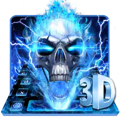 Horrible 3D Blue Flaming Skull Keyboard APK download
