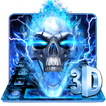Horrible 3D Blue Flaming Skull Keyboard
