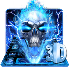 Horrible 3D Blue Flaming Skull Keyboard icône