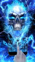 Horrible 3D Blue Flaming Skull Keyboard imagem de tela 1