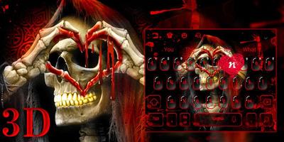 3D Red Blood Skull Live Wallpaper Keyboard Theme capture d'écran 3