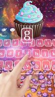 3D Cupcake Galaxy Gravity Keyboard Theme🎂 ภาพหน้าจอ 1