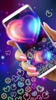 برنامه‌نما Colorful Neon Heart Gravity Keyboard عکس از صفحه