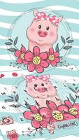 Live Cute Pink Pig Clavier Thème Affiche