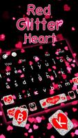 Live Red Glitter Heart Keyboard Theme Affiche