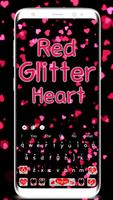 Live Red Glitter Heart Keyboard Theme captura de pantalla 1