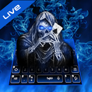 Live Blue Flaming Skull Keyboard Theme APK