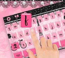 Pink Paris Rose Keyboard Eiffel Tower Theme اسکرین شاٹ 1