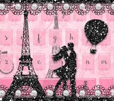 Pink Paris Rose Keyboard Tema da Torre Eiffel imagem de tela 2