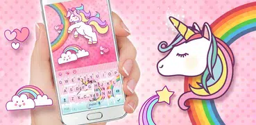 Cuteness Pink Rainbow Unicorn Teclado