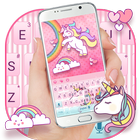 Cuteness Pink Rainbow Unicorn Keyboard icône