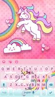 Cuteness Pink Rainbow Unicorn Keyboard Affiche