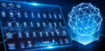 Earth holographic 3D neon blue keyboard