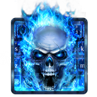 Blauw vuur Schedel Toetsenbord-icoon