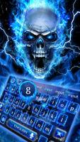 Blue Fire Skull Keyboard poster