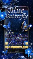 Blaues Schmetterlings-Tastatur-Thema Plakat
