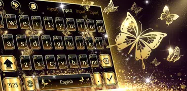 Gold Butterflies Keyboard Theme