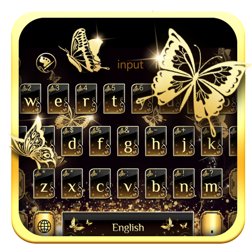 Роскошная золотая бабочка клавиатура тема