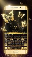 Gold Butterflies Keyboard Theme ポスター