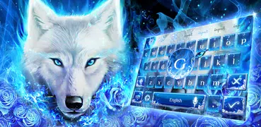 Blaues Feuer Wolf Tastatur Thema