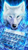 Blauw vuur Wolf Toetsenbord Thema-poster