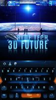 Blue tech 3D future keyboard imagem de tela 3