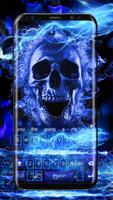 Blue Fire Skull Keyboard Cartaz