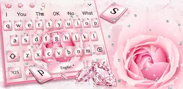 Pink Flower Diamond Keyboard Theme