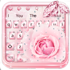 Pink Flower Diamond Keyboard Theme icono