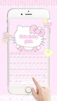 Cute baby Kitty pink keyboard ポスター