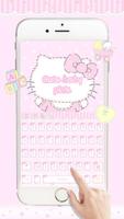 Poster Cute baby Kitty pink keyboard