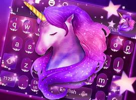 Thème de clavier pourpre Galaxy Unicorn capture d'écran 1