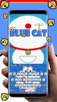 Kawaii Blue Cat Diamond Keyboard-poster