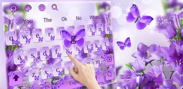 Lila Schmetterlings Blumen Tastatur Thema