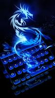 Poster Tema della tastiera Cool Blue Flame Dragon