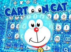 Blue Cartoon Cat Keyboard Theme Ekran Görüntüsü 3