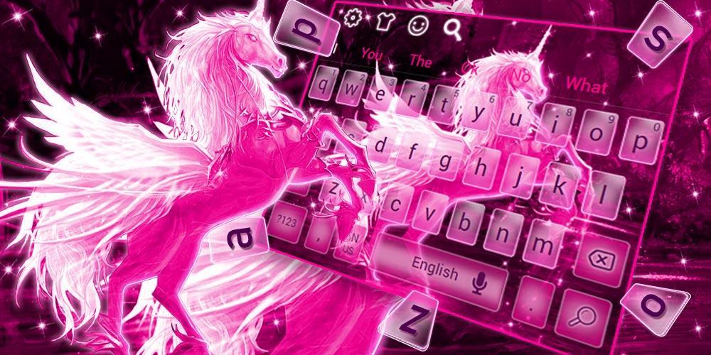 Pink Galaxy Unicorn Keyboard capture d'écran 5.