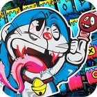 Graffiti Blue Cat keyboard icon