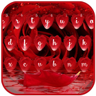 Romantic Red Rose Petal Water Drops keyboard Theme icône