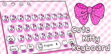 Tema lindo del teclado del gatito rosado