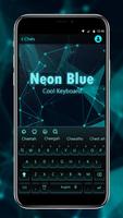 Live Neon Blue Keyboard Affiche