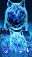 Wild Cyan Neon Wolf Keyboard Theme Ekran Görüntüsü 3