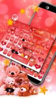 Glitter Red Lovely Bear Keyboard Theme 截圖 1