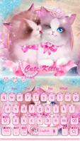 Розовая милая клавиатура котенка постер