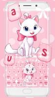 Adorable Girly Pink Kitty Keyboard Theme পোস্টার