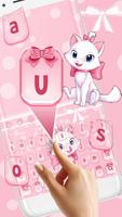 Adorable Girly Pink Kitty Keyboard Theme ảnh chụp màn hình 1