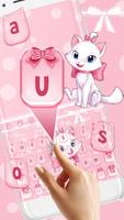 Adorable Girly Pink Kitty Keyboard Theme screenshot 1