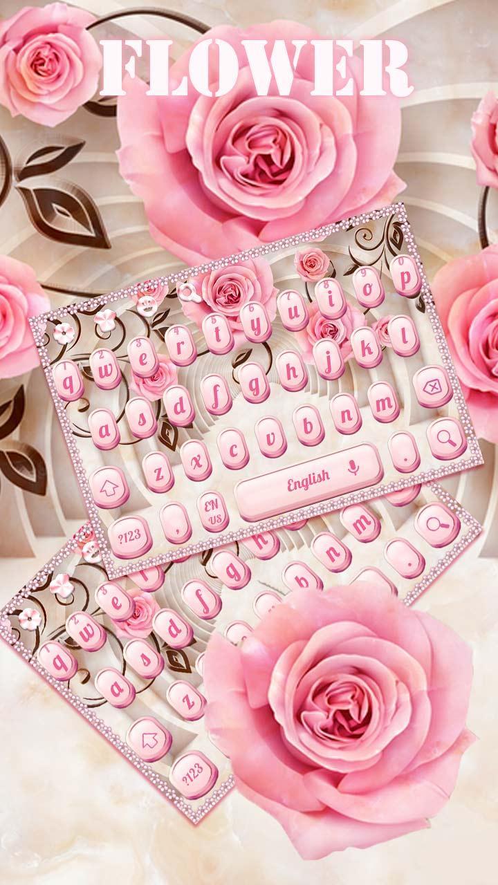 Merah Muda Bunga Mawar Wallpaper Keyboard For Android Apk