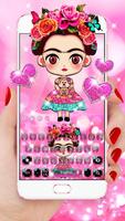 Pink Cute Girl keyboard পোস্টার