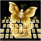 Teclado de luxo borboleta de diamante dourado ícone